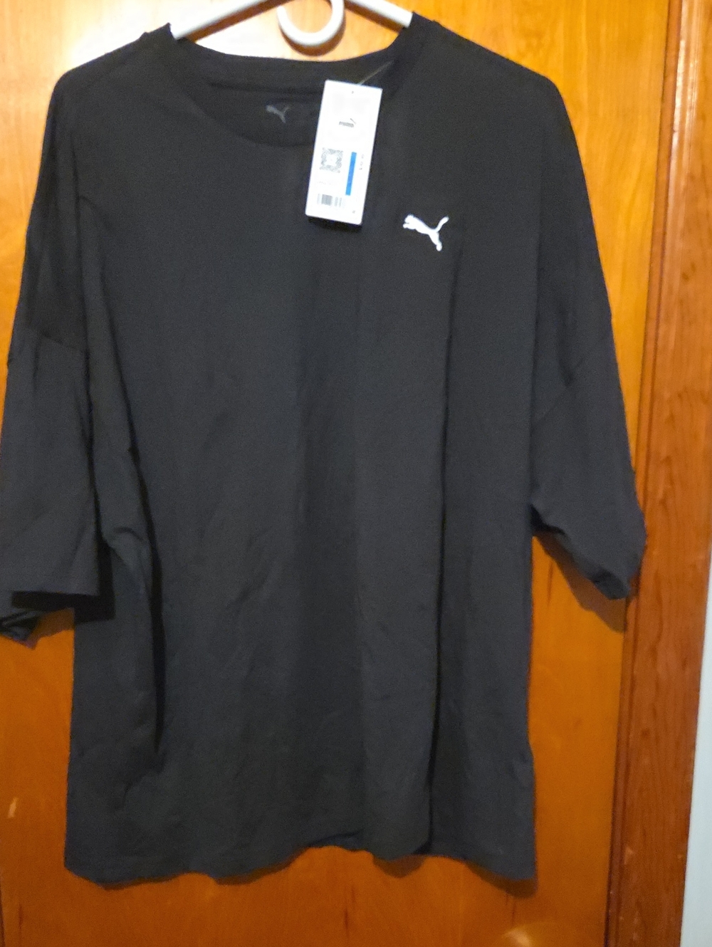 Puma Black Short Sleeve Tee with White Puma Logo Xl Oversized
